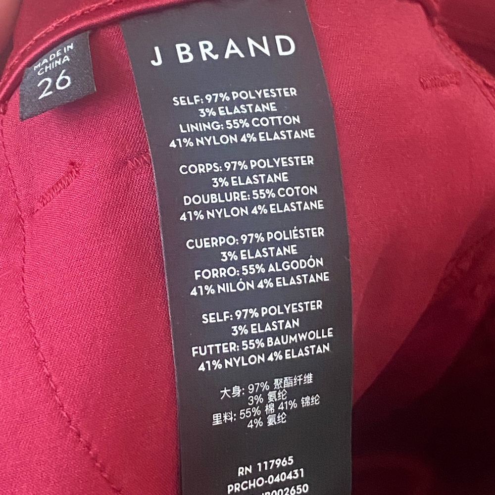 J Brand Womens Mid Rise Flare satin Pants RED Size 26 $298 - Picture 3 of 7